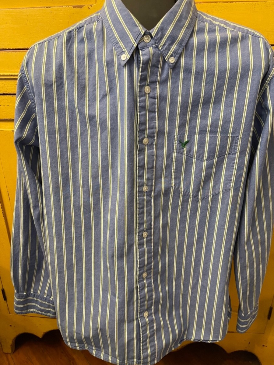 アメリカンイーグル Mens size Large American Eagle button down blue striped shirt