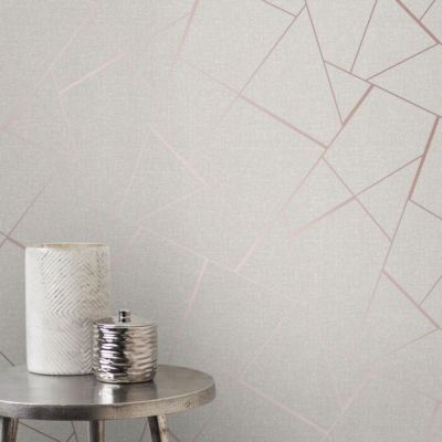 Fine Decor Quartz Fractal Metallic Tapete - FD42282 Beige / Rose Gold