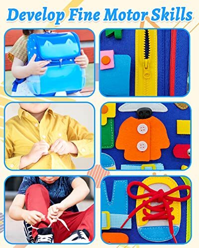 Busy Board Montessori Toys for 1 2 3 4 Year Old Boys & Girls Gifts, Blue/P4 - Picture 4 of 8