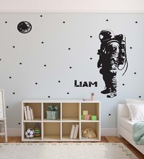 Space Man Wall Decal - Space Man with Stars Wall Decal, Astronaut Sticker se203