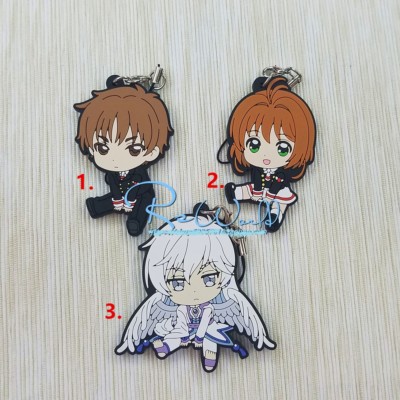 Cardcaptor Sakura Yue Keychain Keyring Anime Figure Rubber Strap Charm Sit 