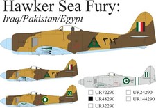 Calcomanías UpRise UR48290 - CALCOMANÍA Hawker Sea Fury: Irak/Pakistán/Egipto 1/48
