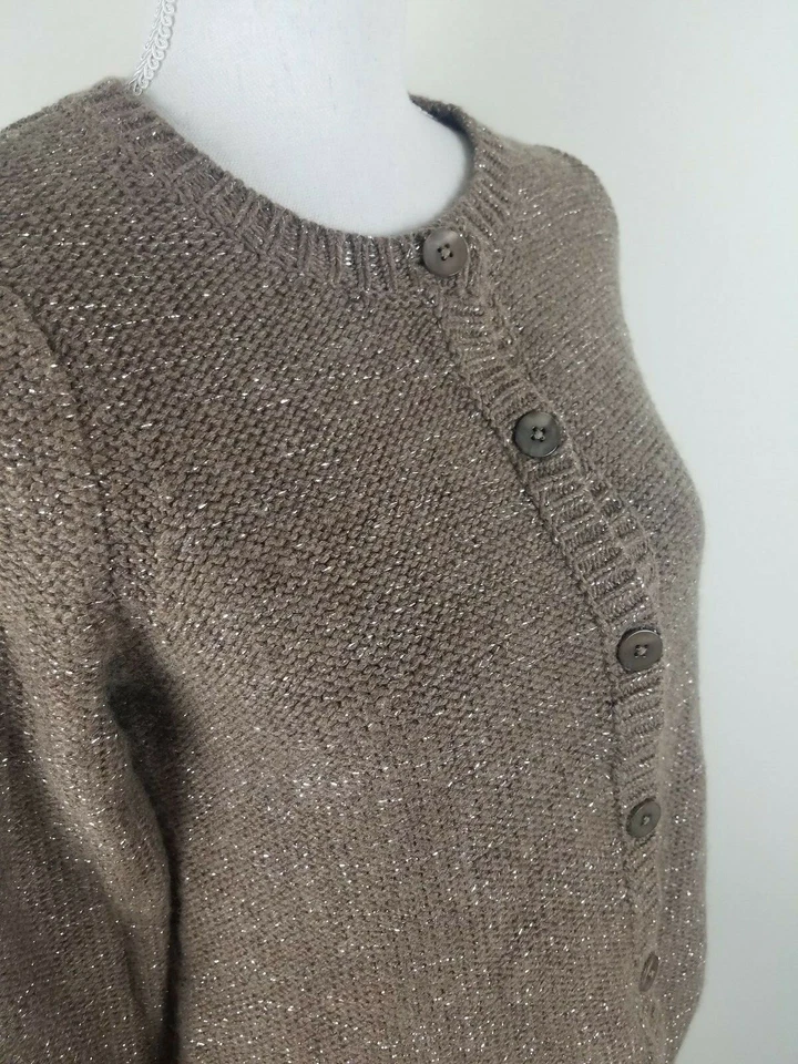 Cárdigan Soft Surroundings para mujer XS con botones lana cachemir marrón tostado suéter Foto 2 de 4