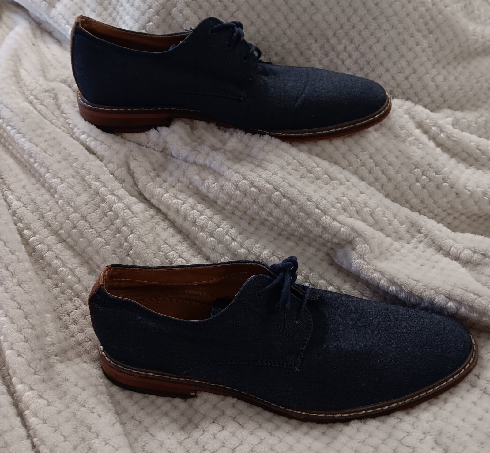 SAOLA 71808M977A SCARPE DA UOMO TAGLIA 8 TESSUTO MARINO FINITURE IN PELLE CON LACCI