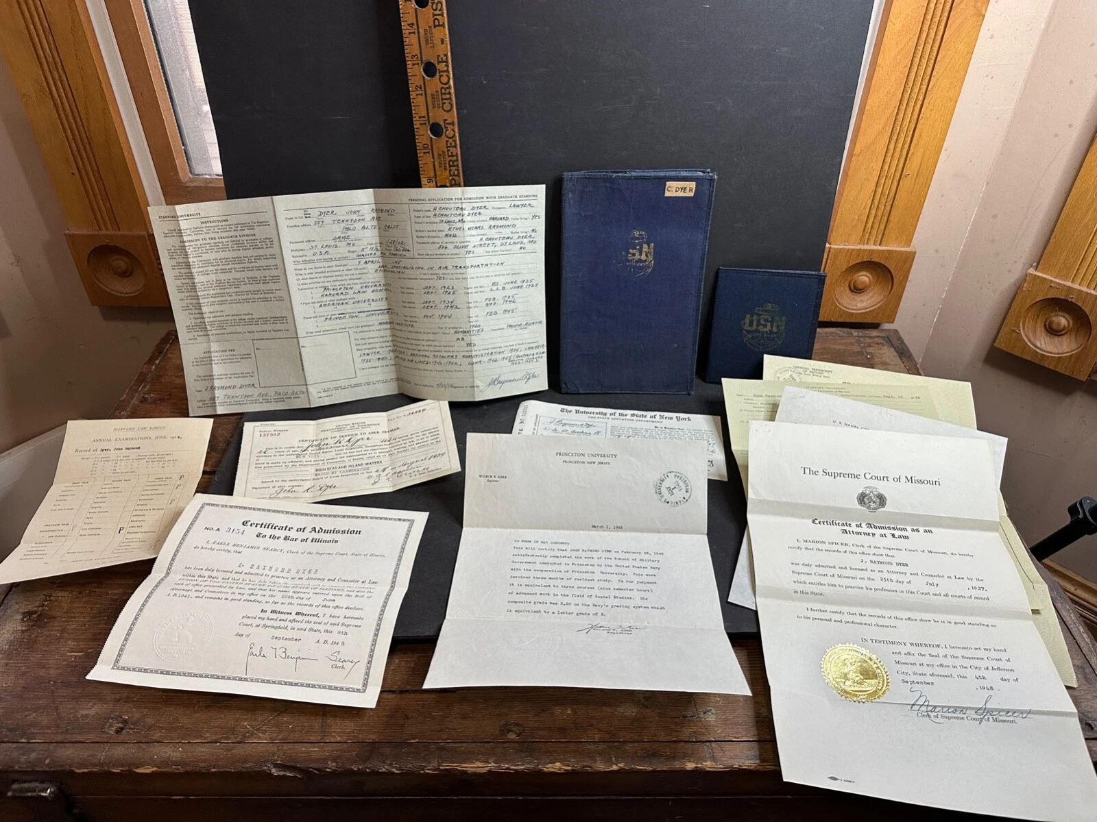 US Navy Wallets Harvard Princeton Lawyer Papers, John Raymond Dyer, St. Louis MO