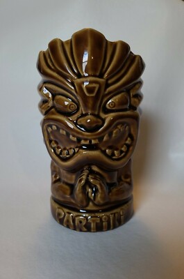 2011 Partiki Gloss Brown Tiki Mug Designed by Holden Westland Tiki Farm (B3-H6)