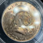 1959 Franklin Silver Half Dollar 50C 90% Silver PCGS MS65 FBL Toned - 0387