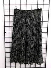 TALBOTS    8 PETITE  BLACK  WHITE PRINT / SILK MIDI SKIRT