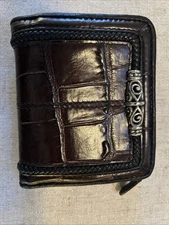 NWOTVintage Women's Brighton Brown Black Croc Leather Med Bifold Wallet Zip Coin