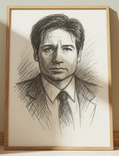 FOX MULDER  X-FILES DRAWING PRINT PORTRAIT SKETCH 8