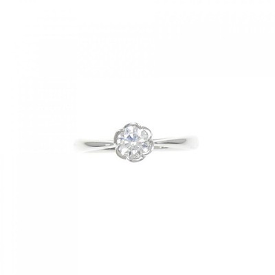 ダイヤモンドリング　0.308 pt900 Authentic PT900 Flower Diamond Ring 0.308CT #260-007-552