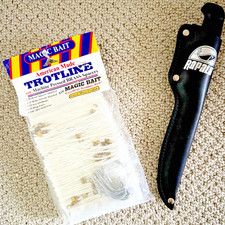 2 Pc Fishing Lot- Rapala 11" Fillet Knife, Steel Blade & New Trotline Magic Bait