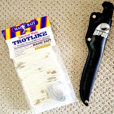 2-Fishing Lot- Rapala 11" Fillet Knife, Steel Blade & New Trotline Magic Bait