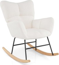 Rocking Chair Nursery Teddy Upholstered Glider Rocker Chair w/High Backrest