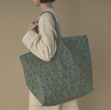 Mina Perhonen Pinot Canvas Tote Bag Green Gray New with Tag 2025-26 A/W