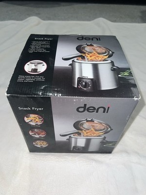 Deni 1-Quart Brushed Stainless Steel Deep Fryer with Removable Fry Basket