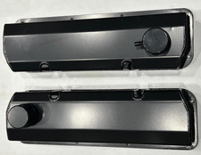 Ford 351 Cleveland Black Tall Aluminum Fabricated Valve Covers With Caps Ford 351 Cleveland Black Tall Aluminum Fabricated Valve Covers With Caps