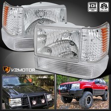 Fits 1993-1996 Jeep Grand Cherokee Clear Headlightscornerbumper Lamp 6pc 93-96
