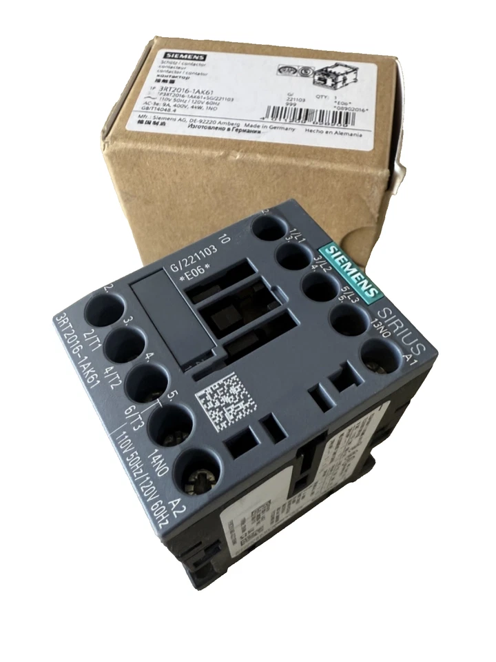 (1) Contator de bobina Siemens 3RT2016-1AK61 3p 9a 120vAC - NOVO - ESTOQUE EUA - Imagem 2 de 2