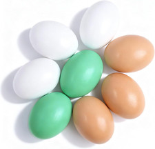 8PCS Wooden Fake Eggs, 3 Colors Dummy Eggs, Poultry Mannequin Nest Eggs, Help La