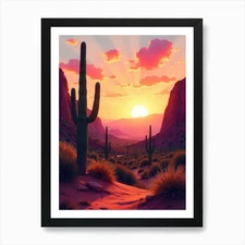 Sunset In The Desert 23 Art Print Framed Wall Art Poster Canvas Print Picture