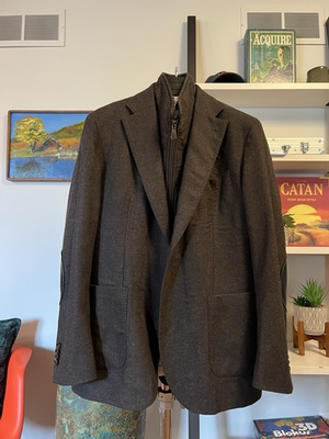 #ad LBM 1911 Cocoa Wool Flannel Hybrid Sport Coat W Zip In Gilet 54eu 42us $299.00