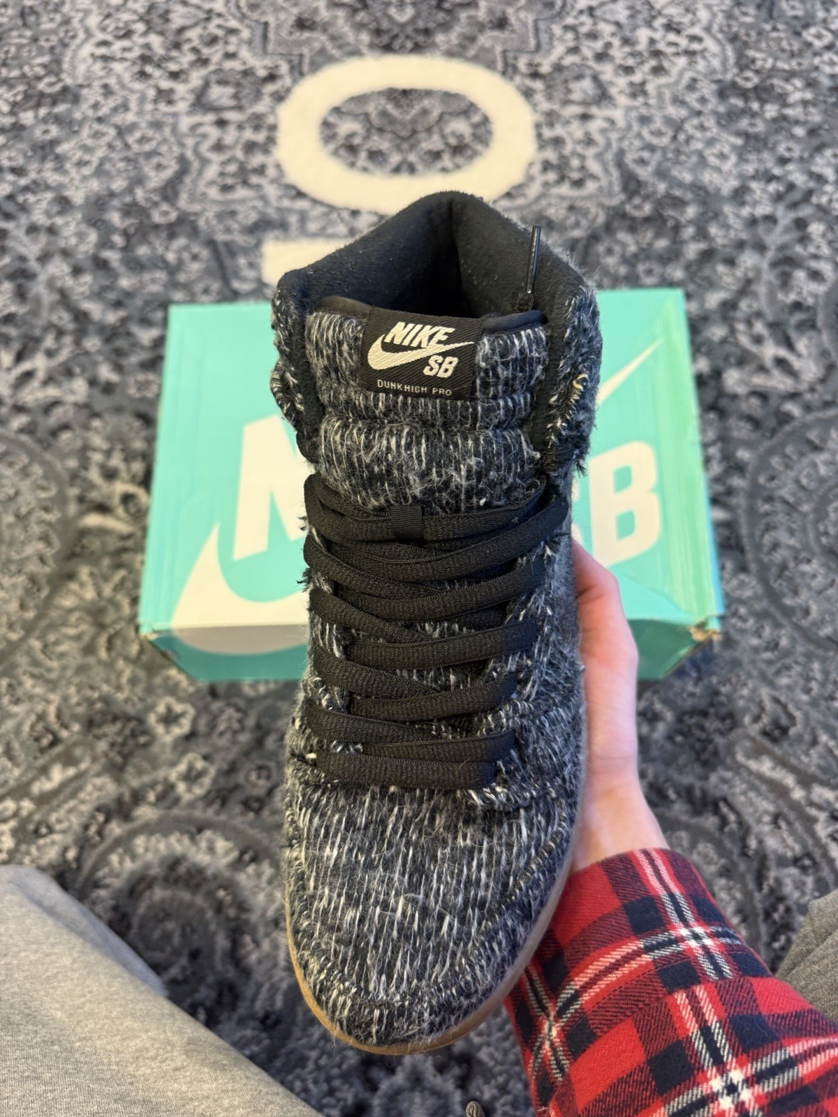 10M - Nike SB Dunk High Warmth Pack With A Black Woven Upper And A Gum Bottom thumbnail 2