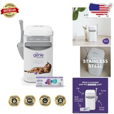 Stylish Platinum Litter Pail - Stainless Steel, Odor Barrier, 1 Easy Roll Refill