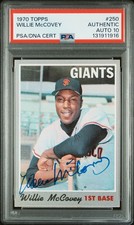 1970 Topps #250 Willie McCovey HOF Autograph Auto PSA Authentic DNA 10 Giants