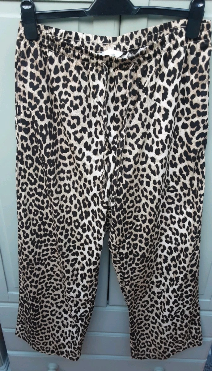 Pantalones de pierna ancha para mujer H&M con cordón y estampado de leopardo talla M nuevos con etiquetas