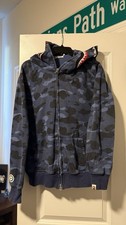 BAPE Double Tiger Shark full zip hoodie Blue camo A Bathing Ape Size M