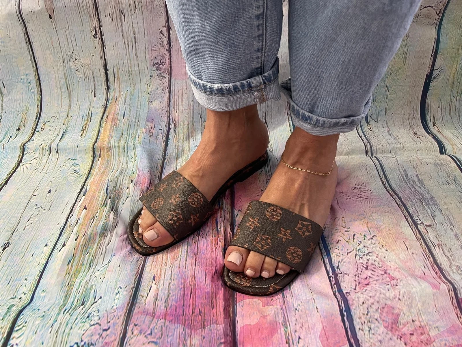 ANN MORE DILLON Comfort Soft Pu Leather Sandal Women shoes Slide Fashion Design
