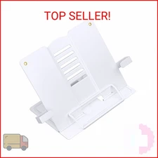 Piasoenc Desk Book Stand, Metal Reading Rest Book Holder with Page Clips, Adjust