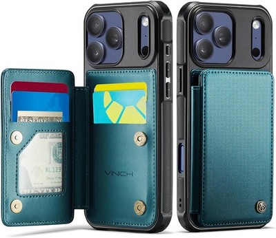 iPhone 17 Pro Max Wallet Case with Card Holder, RFID Blocking Credit Slots