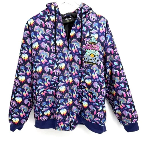 Assholes*s Live Forever Lets Take A Trip Mushroom Jacket Mens XL Purple Hooded - product listing photo