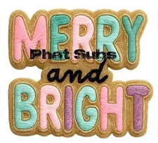 Sublimation Print Merry And Bright Christmas Ready  To Press Heat Transfer