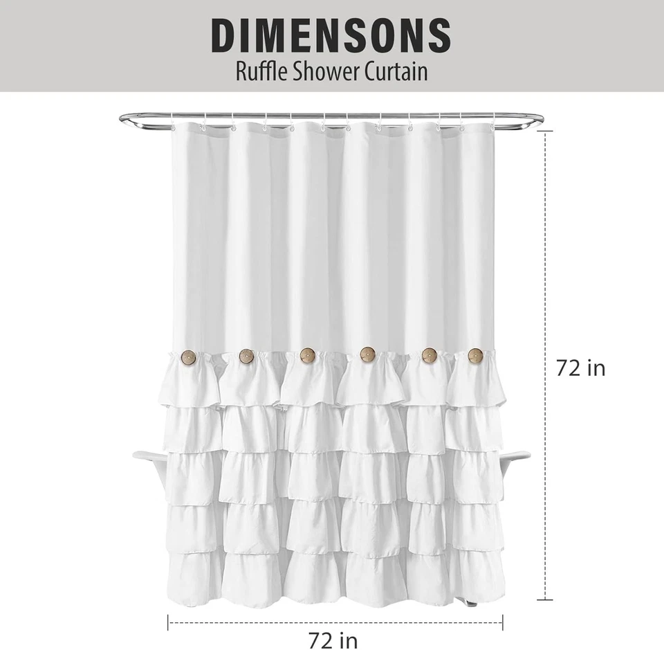 Gorgeous Fabric Rosette Shower Curtain Elegant White Ruched Clean Anthropologie - Image 2 of 4