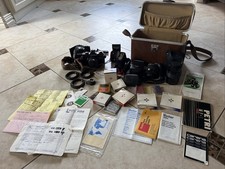 VTG Petri Camera Lenses Flash Filters Bag Ephemera Untested