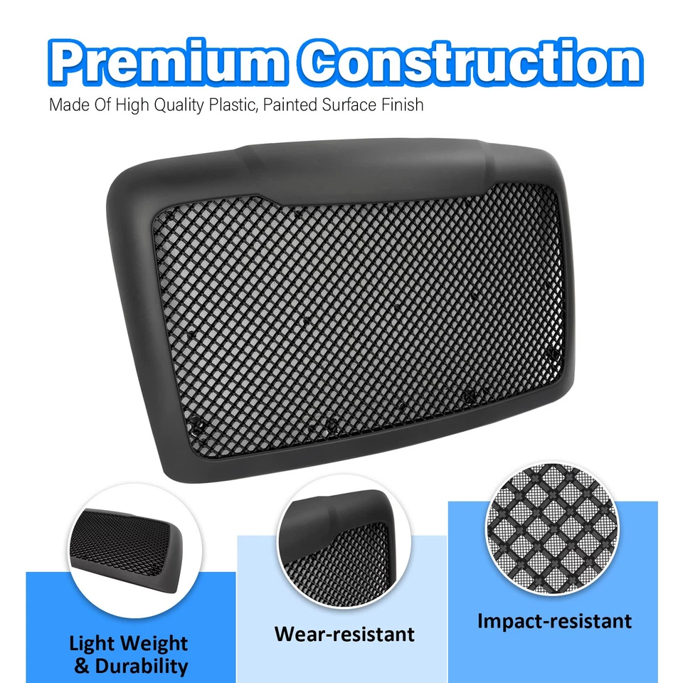 Parachoques delantero rejilla superior negro con pantalla de insectos para Freightliner Cascadia 2008-2017 Foto 3 de 4