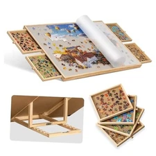  1000-Pc Tilting Puzzle Board with 4 Drawers & Cover, Adjustable Jigsaw Puzzle 