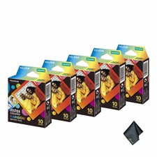 5xFUJIFILM INSTAX SQUARE Rainbow Instant Film 10 Exposures , Microfiber