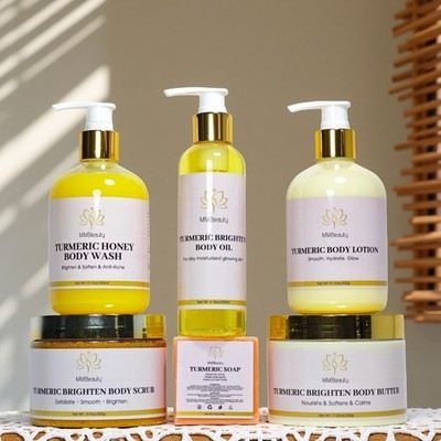 MMBeauty Turmeric Brighten Body Care Set Wash Oil Lotion Scrub Butter