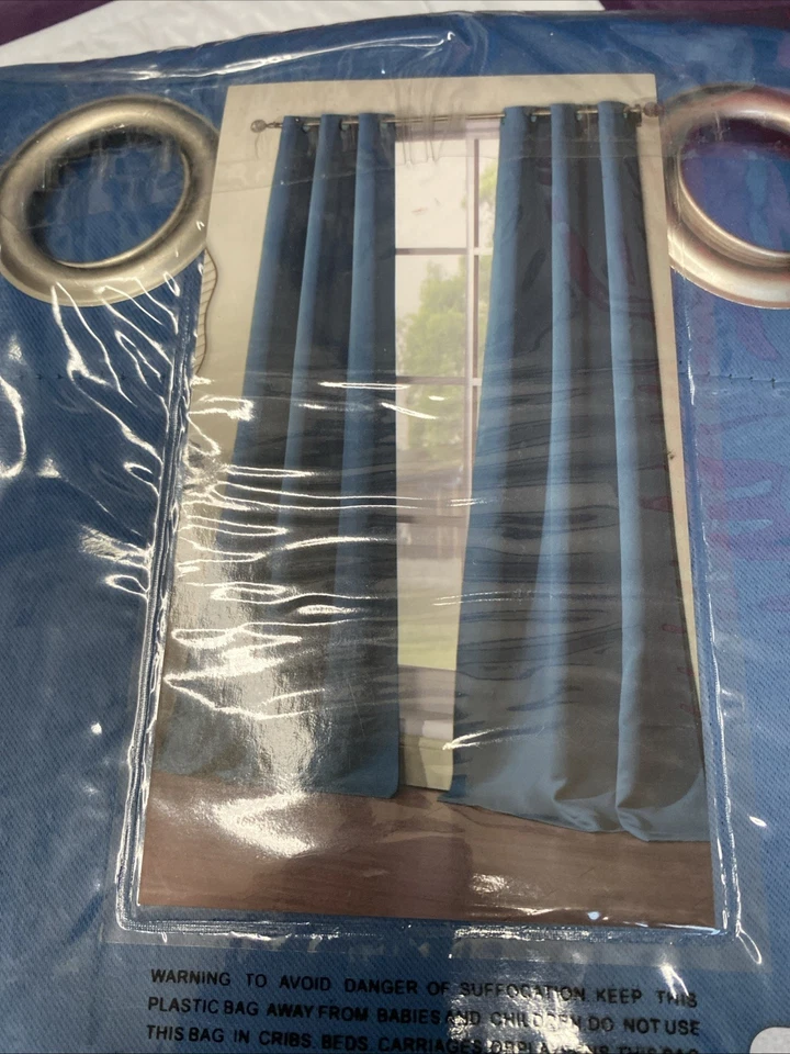 Sartén cortina con ojal forrada estándar apache azul apache 84 pulgadas Duck River Textile Foto 3 de 4