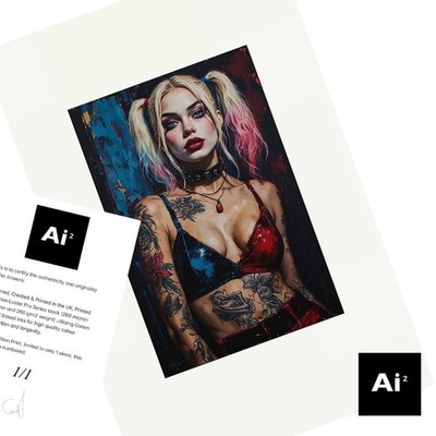 A4 KUNSTDRUCK Harley Quinn Cosplay 2 KUNST von Ai2 Sammlerstück limitierte Auflage 1 von 1 AP
