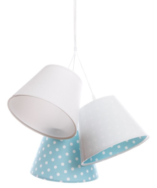 HäNgeleuchte Kinder Jungs MäDchen Weiß Blau Punkte Stoff Samy Lampe Kinderzimmer-image