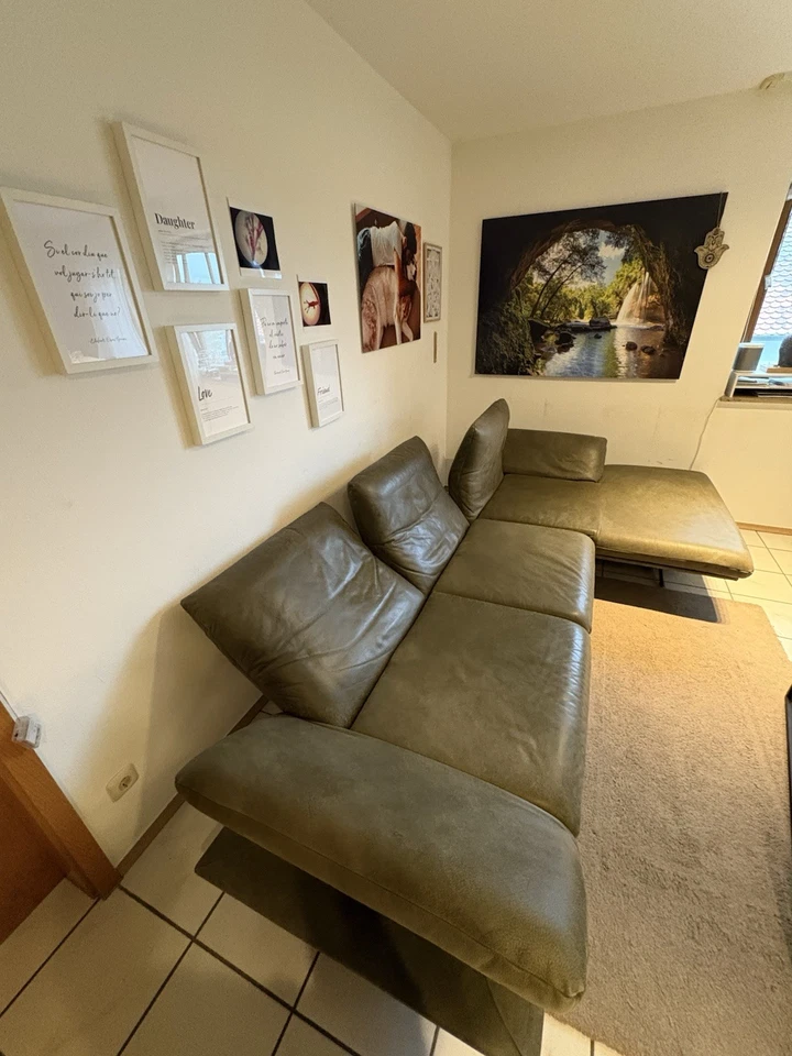 Sofa Marke Koinor Leder Olivgrün Couch - Bild 4 von 4