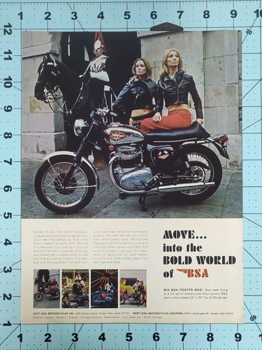 1968 BSA Thunderbolt 654cc Motorcycle Print Ad Bold World Vintage British Bike