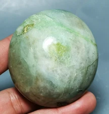 Amazing Orbicular Green Moonstone Rock Crystal Palm Reiki Healing