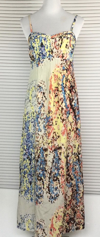 JAG Silk Maxi Dress Size 10 Abstract Print Boho Slip Dress Adjustable Straps