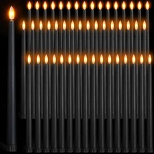 Handepo 48 Pack Flameless Taper Candles Realistic with Yellow Flickering Cand...